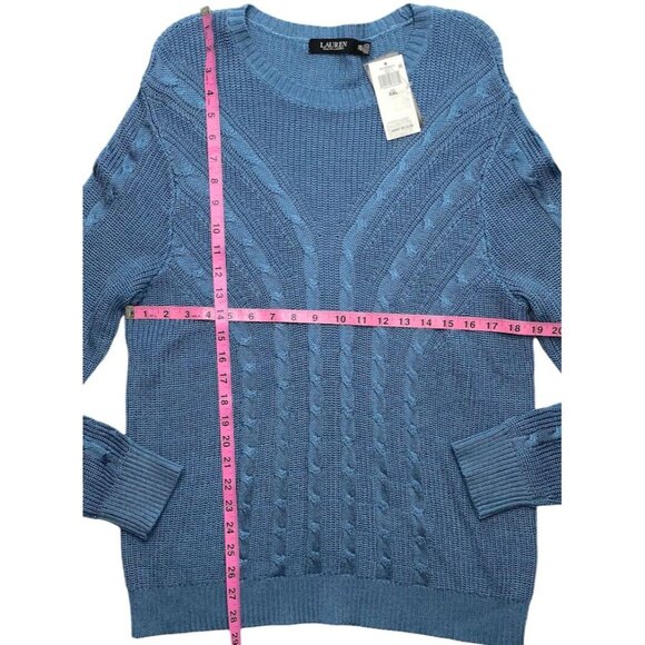 Ralph Lauren Cable-Knit Sweater Top Women's XXL 2XL Blue Lightweight Soft NEW - Picture 3 of 14
